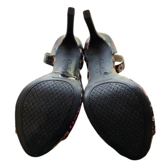 Jessica Simpson Divene Floral Cheetah Color Block Ankle Strap High Heel Stiletto - Picture 8 of 10